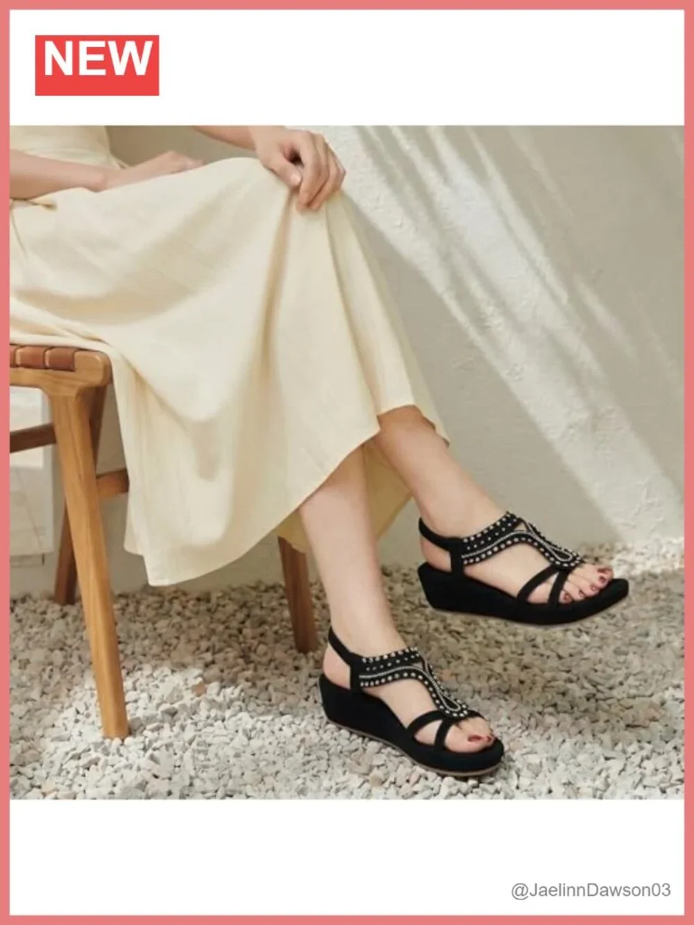 Wedge Sandals: Memory Foam Faux Leather Rhinestone Bohemian Platform Slip On